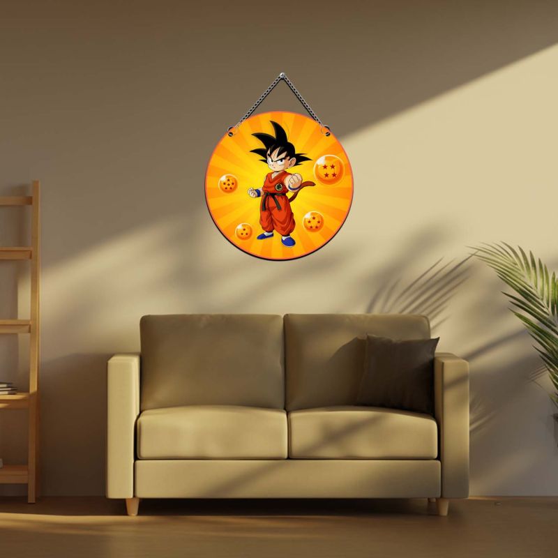 Anime Theme Wooden Wall Hanging for Kids' Bedroom, Living Room & Playrooms Birthday Return Gift For Kids & Anime Lover (Goku)